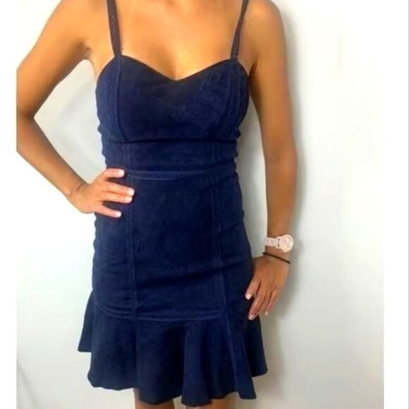 Alice + Olivia LAMBSKIN LEATHER DARK NAVY BLUE STUNNING - Picture 2 of 11